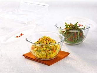 Borosil Glass Mixing & Serving Bowls With Lids, Oven & Microwave Safe Bowls, Set of 2 (350 ml, 350 ml), Borosilicate Glass, Clear