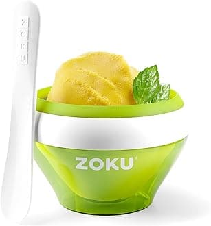 ZOKU Ice Cream Maker, Compact Make and Serve Bowl with Stainless Steel Freezer Core Creates Soft Serve, Frozen Yogurt, Ice Cream and More in Minutes, BPA-free, Green