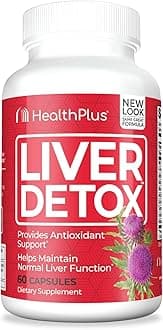 Health Plus, Liver Detox, Natural Herbal Liver Support & Detox Supplement with Milk Thistle, Dandelion and Turmeric Root, 60 capsules