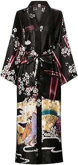 DandyChic Women's Long Floral Satin Robes Imitation Silk Sleepwear Bridal Dressing Gown for Bridesmaid Nightgown