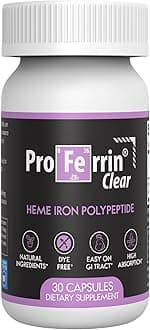 Proferrin Clear 30ct | US Made heme Iron for high Absorption, Easy on GI Tract | Natural, NSF Certified, dye Free