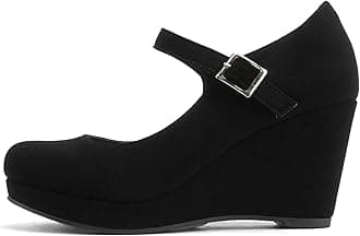 Soda Merry ~ Womens Mary Jane Strap Comfortable Platform Wedge Pump Heel Shoes (Wide Fit Available)