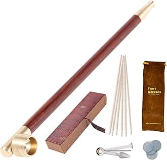 Wood Tobacco Pipe With Stem Bowl, Tom's Wheezes Traditional Chinese Smoking Pipe Accessories Kit Kiseru (Red)