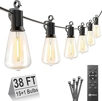 Outdoor String Light 25Feet G40 Globe Patio Lights with 27 Edison Glass Bulbs(2 Spare), Waterproof Connectable Hanging Christmas Lights for Backyard Porch Balcony Party Xmas Decor, E12 Socket Base