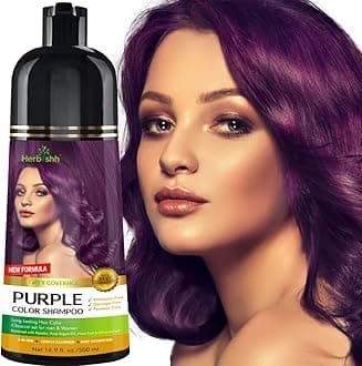 Herbishh Hair Color Shampoo for Gray Hair | Magic Hair Dye Shampoo | Colors Hair in Minutes Long Lasting | Full Grey Coverage | 3-In-1 Hair Colour Ammonia-Free (Purple)