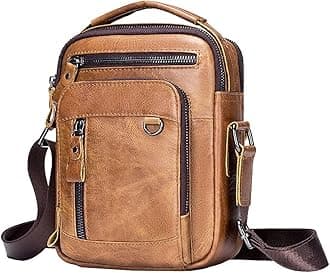 Small Leather Shoulder Bag Crossbody Pack for Men Outdoor Travel Business