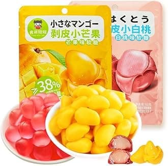 Mango Peelable Candy62g/bag,white peach Peeling Fruit Fudge, 50% Juice Content gummy candy,Peeling Gummy Candy,Healthy Desserts,Wedding Candies,Sweets,Instant fruit Snacks (Mix and match,2bag)