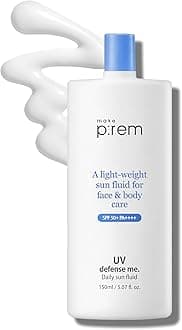MAKEPREM Defense Me Daily Vegan Sun Fluid Non-greasy Calming Hydrating SPF 50+PA++++ Sunblock Reef-safe UV Broad Protection Sunscreen Blue Ray Sensitive Acne-Prone Oily Skin Face Body Korean Skincare