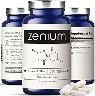 - Zenium - Magnesium Glycinate for Sleep, Chelated, 600mg per Serving, 120 Capsules | High Absorption | Relieve Tension, Worry, Nervousness | Calm The Mind & Body | Ayurvedic | Natural Relief Supplement