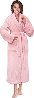 Women Robe Fleece Plush Soft, Fluffy Fuzzy Cozy Warm Lightweight Bathrobe, Shower Spa House Long Robe for Women
