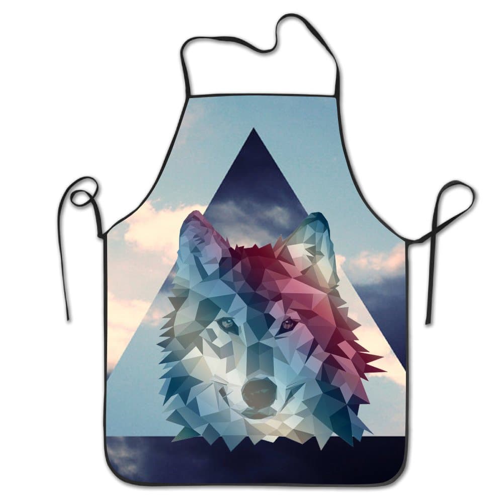 Colorful Wolf Head Geometry Chef Kitchen Cooking And Baking Aprons Bib Aprons