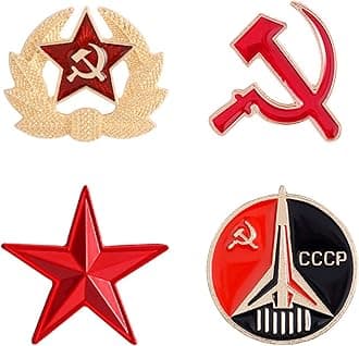 4X Pin Ussr Russian Soviet Removable Lapel Pin Badge Star Hat Pin Badge Communism Brooch, Medium, JSGHGDFm253