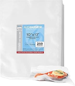 Chamber Vacuum Sealer Bags – Heavy Duty, BPA-Free, Pre-Cut Chamber Vacuum Bags for Food Preservation, Freezer Storage, Sous Vide and more, 250/Pack (10x13) – Multi-Use Vacuum Bags