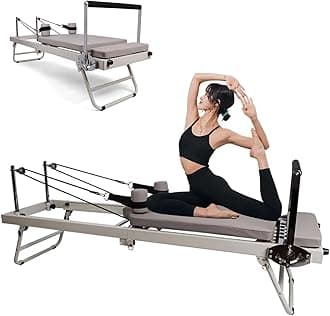 Foldable Pilates Reformer Machine,Foldable Pilates Machine Equipment for Home, Exercise Yoga Equipment,Yoga Bed, Adjustable Intensity Pilates Bed Suitable for Beginners and Intermediate Users