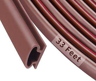 Rubber Weather Stripping Strips, Door Seal Strips, Adhesive Backing, D Shape Door Stripping for Door Frame Insulation, Large Gap, Brown, 10M