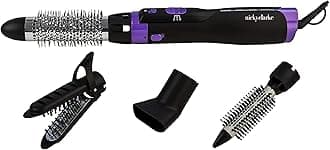 1000W 4-in-1 Frizz Control Ionic Hot Air Brush Volumising Hair Styler, 2 Heat / Speeds & Cool Shot, Four Accessories: 20mm & 38mm Brushes, Concentrator Nozzle & Straightener - NHA046