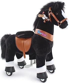 Kids Ride Horse Riding Horses for 3-4 Years Old Horse Ride on Toy with Brake No Battery Required (30" Height/Size 3 Classic Model U) Children Ride-on Pony with Wheels Plush Gifts Ux326