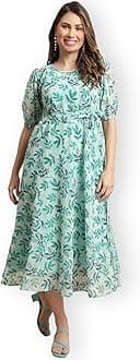 Preneum Women's Georgette Fit and Flare Maxi Dress