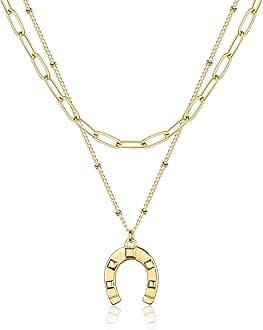 Fettero Pendant Necklace Gold Evil Eye 14K Gold Plated Dainty Chain Simple Protection Jewelry for Women