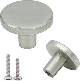 4 Pcs Brushed Nickel Cabinet Door Knobs & Drawer Pulls – Round Door Knobs and Handles for Kitchen Cupboard Dresser Wardrobe, 28 * 20 mm