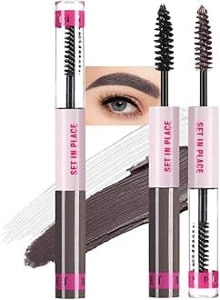 evpct 2-in-1 Tinted Brow Gel & Clear Brow Setting Glue Eyebrow Gel Kit - Strong Hold 24HR Waterproof Smudgeproof Eyebrow Makeup for Natural Soft Full Brows, Brows Enhancer Mascara Makeup - Dark Brown