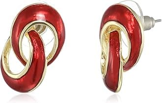 Estele Gold plated and red round latest studs for women