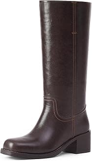 Adolilove Mid Calf Boots for Women Chunky Block Low Heel Square Toe Comfortable Casual Trendy Stylish Boots