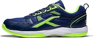 HUNDRED Raze Unisex-Adult Badminton Shoes (Non Marking)|Also Perfect for Squash,Table Tennis,Volleyball,Basketball & Indoor Sports| & Durable|X-Cushion,Active Grip Sole,Toe Assist (Navy::Lime,12Uk)