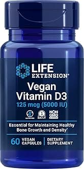 Life ExtensionVegan Vitamin D3, Joint/Bone Health, Immune Support, Non-GMO, Gluten Free, 60 Count