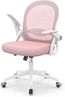 naspaluro Home Office Chair Ergonomic Desk Chair Swivel Computer Chair Mid-Back Mesh Chair with Flip-up Armrests and Lumbar Support for Home/Office - Pink