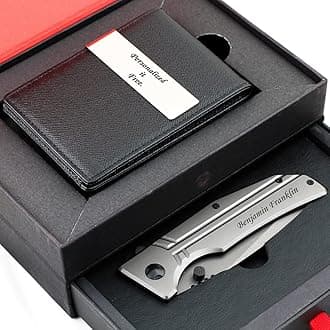 Personalized 24K Gold Genuine Leather Money Clips Mens Wallets slim Front Pocket Card Holder Minimalist Gift for Mens Groomsmen Gift (SILVER_GIFT_SET)