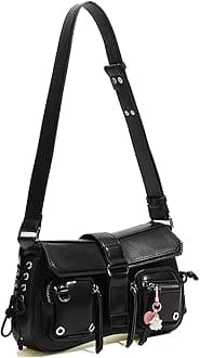 Small Shoulder Bag for Women, Black Handbag Y2K Purse for Women Clutch Classic Retro Crossbody Satchel Bag, Black