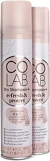 COLAB+ Dry Shampoo, Refresh & Protect, 200ml, 2 Pack - No White Residue, No Fuss, All Hair Types, Fresh Scent
