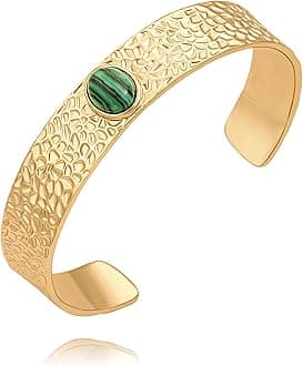 PERNNLA PEARLDainty Gold Bar Bracelet for Women Simple Delicate Thin Cuff Bangle Hook Bracelet 18K Gold Plated Handmade Minimalist Jewelry