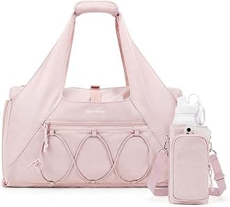 BAGSMART Gym Bag for Women, Lightweight Duffel with Shoe Compartment, Tote Bag with Wet Pocket for Yoga Travel, A-Pink, 17.7 x 7.1 x 10.2 inches