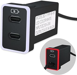 Car Charger for Toyota USB C Dual Port Charger PD 3.0 Type C Fast Charging with LED Light Show,Compatible with Smart Phone,Tablet,and More (White（1.59x0.9inch）)