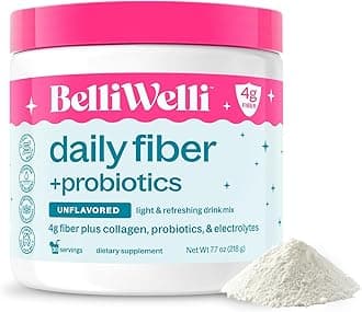 Belli Welli Unflavored Daily Fiber Supplement Powder with Collagen, Probiotics & Electrolytes | Supports Digestive Health, Gut Balance & Debloating, Sugar Free | 30 Servings