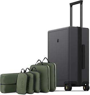 LEVEL8 Carry on Luggage Airline Approved, Small Carry on Suitcases with Wheels, Lightweight Hardside Textured Luggage for Travel, Tsa Approved, 20-Inch, Dark Grey