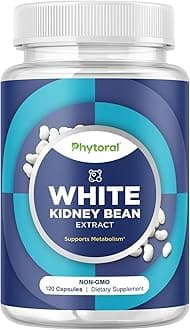 White Kidney Bean Extract Carb Blocker - White Kidney Beans Supplement for Metabolism Boost & Ease Calories from Starchy Food - Carb Control Supplements - 120 Count