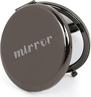 Compact Mirror Round 2.6” Metal Double Sided 1X/2X Engraved Pocket Mirror Gifts for Men (Bk01)
