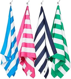 Dock & BayBeach Towel - Quick Dry, Sand Free - Compact, Lightweight - 100% Recycled - Includes Bag - Cabana - Set G (4), Extra Large (200x90cm, 78x35)