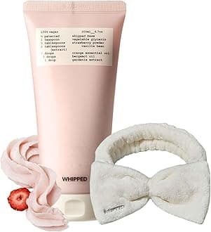 [+Headband] WHIPPED CREAM VEGAN CLEANSER DDALVA 4.5 oz | Strawberry + Vanilla bean | For Dull Skin, Radiant Glow