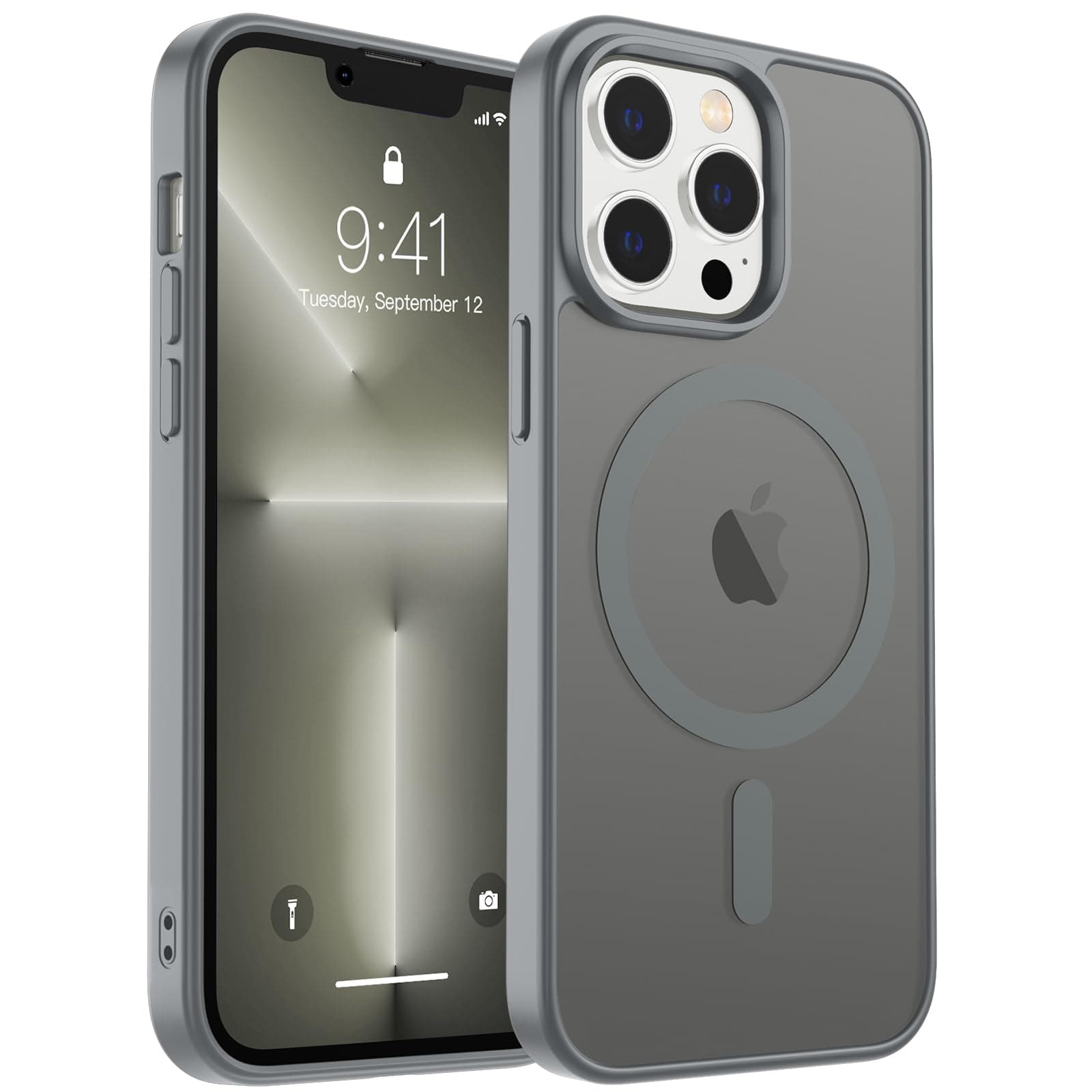 Magnetic for iPhone 13 Pro Max Case, [Compatible with MagSafe] [Military Grade Drop Protection] Translucent Matte Shockproof Anti-Scratch Phone Cover, Dark Gray