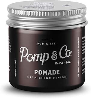 Pomp & Co High Shine Pomade for Men, Water-Based Hair Styling Pomade with Medium Strong Hold, Wet Look Finish, Classic Scent, Barber Grade, 120ml
