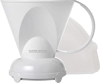 Clever Coffee Dripper and Filters, Large 18 oz (White)| Barista's Choice| Safe BPA Free Plastic|Includes 100 Filters