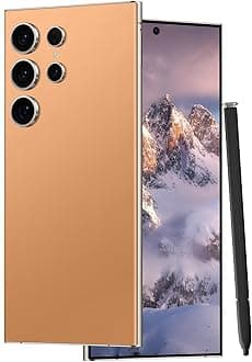 Unlocked Cell Phones C24 Ultra Smartphone Android 13 Phones 8GB+256GB/6.8" HD Screen/Dual SIM/108MP+48MP Camera/6800 mAh/Built-in Pen (Sunset Oranges)