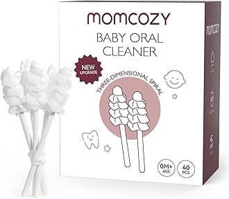 Momcozy Baby Tongue Cleaner Gauze, Baby Toothbrush Disposable Oral Cleaner, Toddler Tooth Brush for Tooth Mouth Gum Clean, Infant Toothbrush Oral Cleaning Stick, Baby Oral Cleaner Newborn, 40 Count