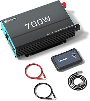700W Pure Sine Wave Inverter 12V DC to 120V AC Converter for Home, RV, Truck, Off-Grid Solar Power Inverter 12V to 110V with Built-in 5V/2.1A USB Port, AC Hardwire Port, Remote Controller
