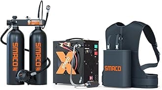SMACO Mini Scuba Tank 1.9L Double Diving Tank Reusable Small Pony Bottle for Underwater Exploration Portable Twin 1.9L Lung Air Tank Kit Diving Cylinder for Emergency Rescue Boat Cleaning S700 Max