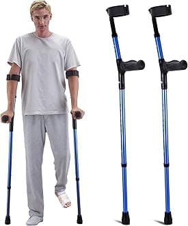 VEVOR Forearm Crutches for Adults, Aluminium Crutches with 11 Height Adjustment and 4 Level Upper Cuff, Lightweight Folding Medical Crutches for Disabled